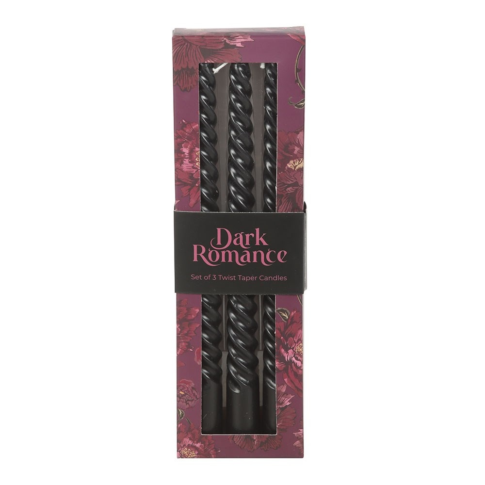 Something Different - Set of 3 Dark Romance Twist Taper Candle - Black